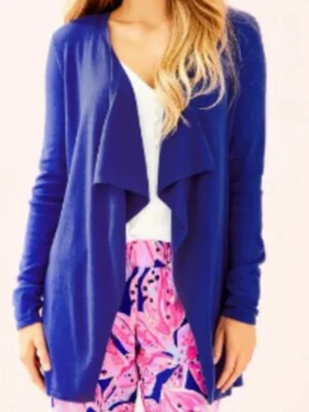 NWT Lilly Pulitzer Dustin Open-Front Cardigan Sweater in Royal Purple Large - Picture 1 of 3